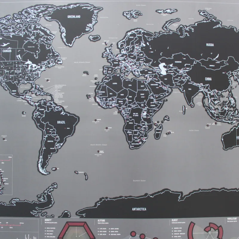 Роскошные Большие размеры Скретч Карта мира путешествия Премиум