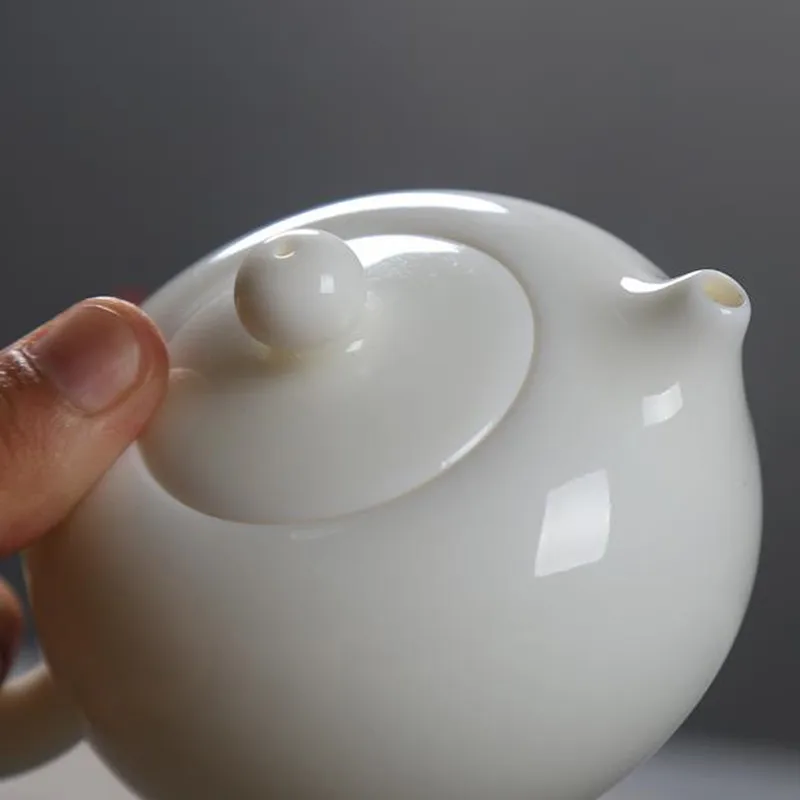 Ручной работы чайный набор кунг-фу белый фарфоровый чайник один xishi носить всем