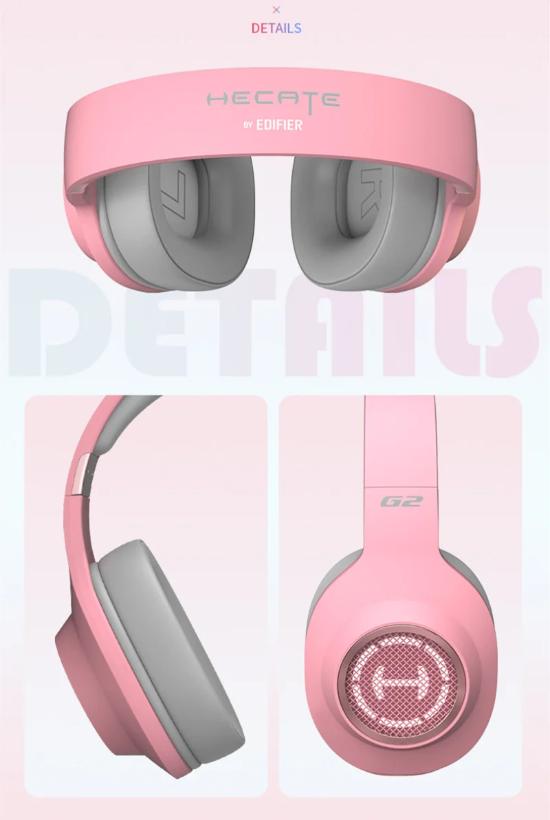 

Edifier Hecate G2 headset pink cat ears headphone Esports game headset USB cable girl lovely headset