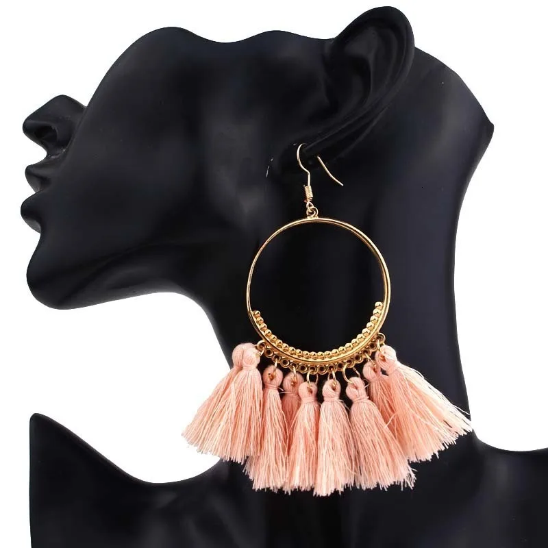 Новые серьги ручной работы с кисточками для женщин этнические большие висячие