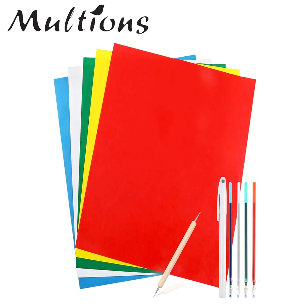 

10pcs Embroidery Transfer Paper with 4Pcs Water Soluble Pen for Craft-Carbon Water-Soluble Tracing Paper DIY Sewing Tools