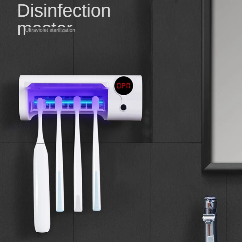 

Ultraviolet Toothbrush Sterilizer Electric Smart Disinfection Box No Plug-in Wall Shelf No Punching Toothbrush Holder