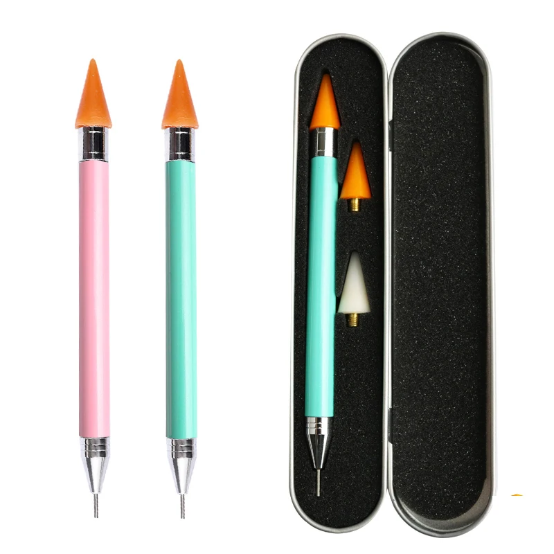 

CHNRMJL набор из двух контурных ручек для дизайна ногтей с 2 сменными головками стразы, бусинки, шпильки для выбора воска, кисть для карандаша, инструменты для дизайна ногтей