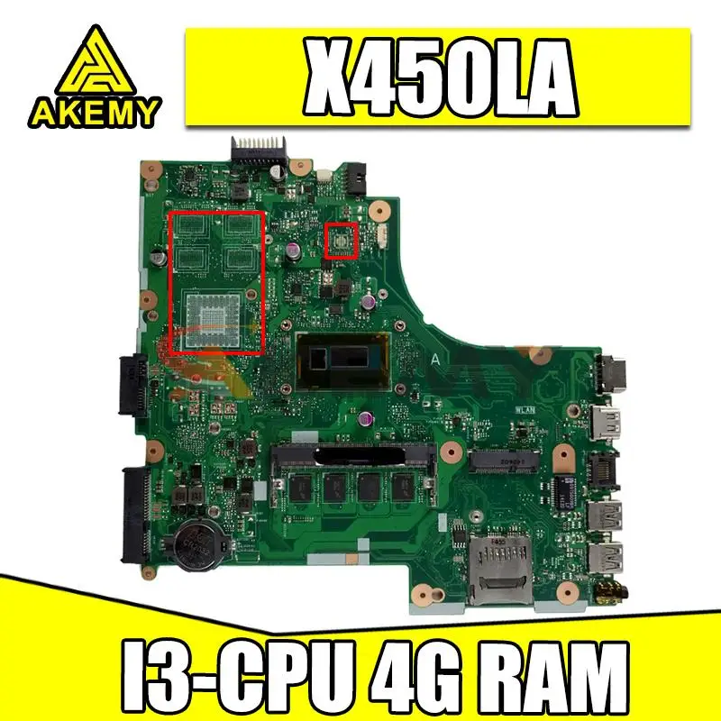 

Akemy X450LD Laptop motherboard for ASUS X450LA X450LC X450LB X450L original mainboard 4GB-RAM I3-4010/4030U （EDP=30pin）