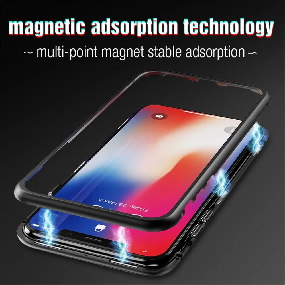 360 двухсторонний Магнитный чехол для телефона iPhone 6 7 8 Plus XS XR X Max 11 Pro металлический