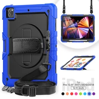 heavy duty shockproof cover with shoulder strap pen slot for ipad pro 12 9 kids cover 2021 2020 2018 silicone casefilm