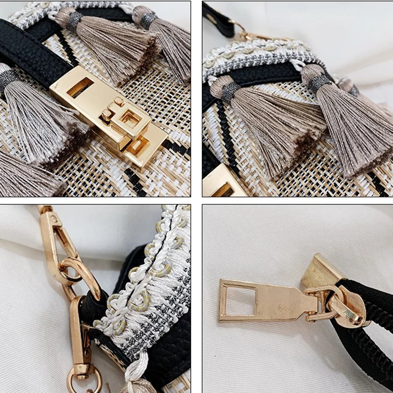 

Bag Women Luxury Handbags Designer 2019 Fashion Brand National Wind Bucket Weaving Tassel Handbag Shoulder Crossbody Women Bag