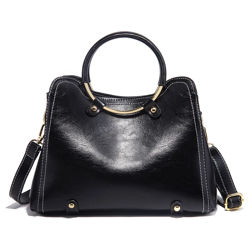 2020 новая кожаная сумка с масляным воском женская через плечо диагональная | Багаж