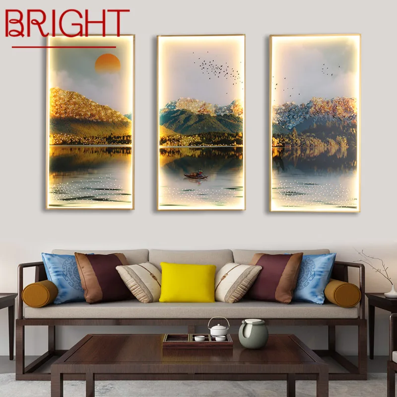 

BRIGHT Wall Sconces Lights Contemporary Three Pieces Suit Lamps Landscape Painting LED Creative For Home