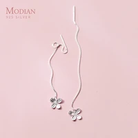 modian long tassel charm flower dangle earrings for women 925 sterling silver jewelry wedding engagement statement jewelry