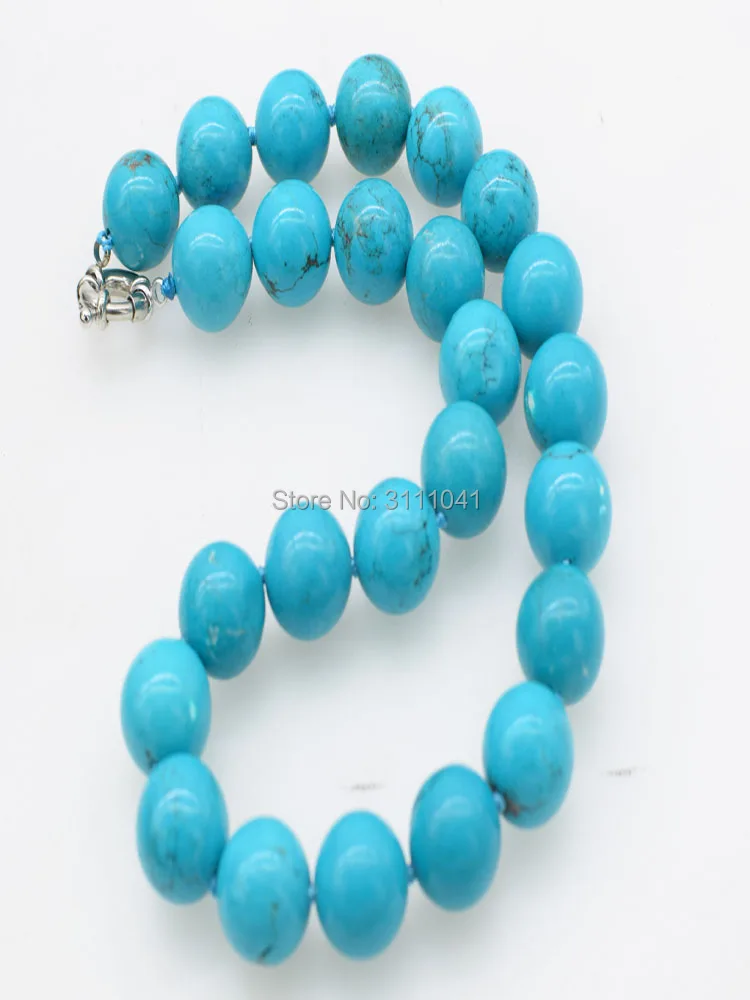 

howlite turquoise green round 16mm necklace 18inch FPPJ wholesale beads nature