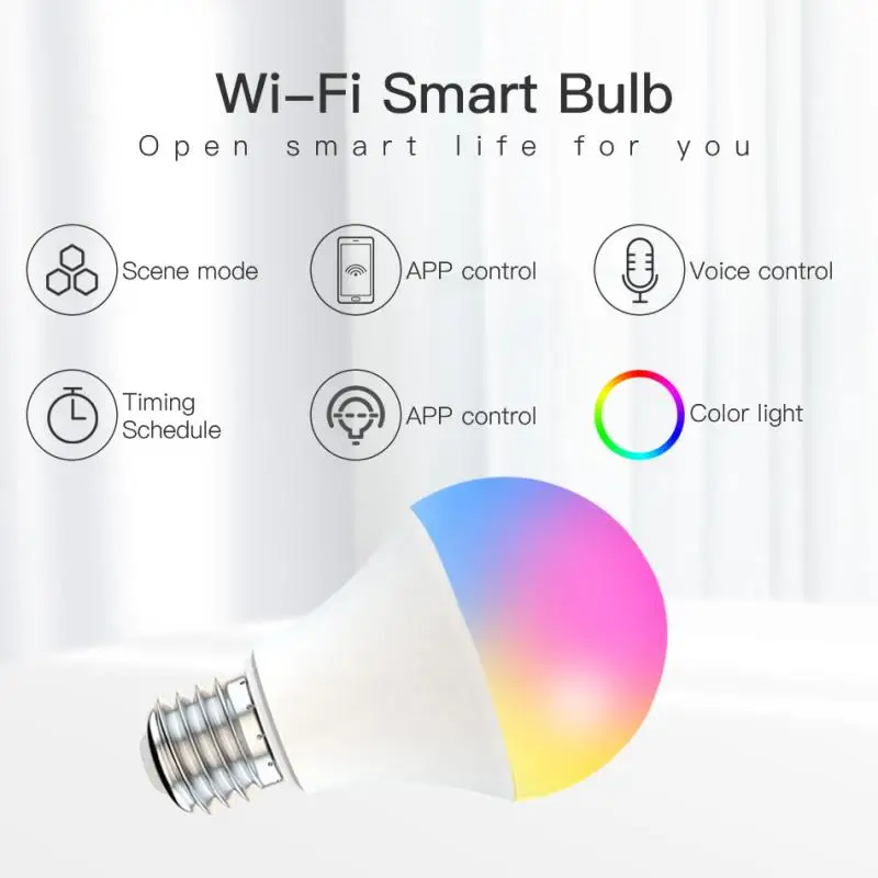 Умсветильник лампа B22 E27 с Wi Fi светодиодная RGB функцией таймера и регулируемой