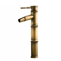 single handle hot and cold basin faucet antique brass bamboo style faucet kitchen taps bathroom accessories