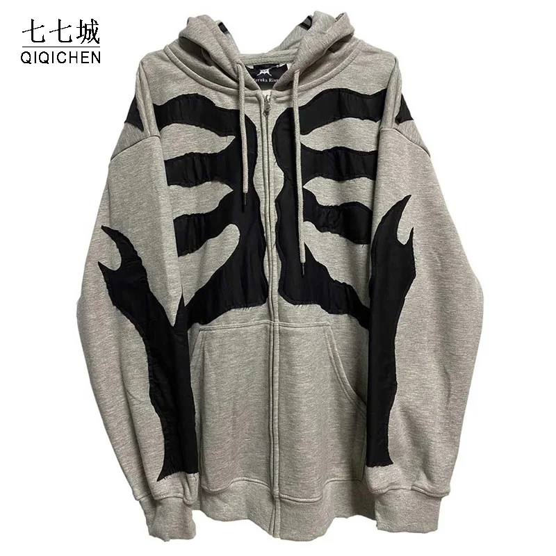 Куртка мужская с капюшоном со скелетом в стиле хип-хоп | Мужская одежда