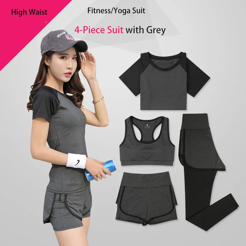 New Yoga Clothes Gym Running Suit Yoga Leisure Fitness Set Women Loose Short Sleeve Shirts And Yoga Pants  Running Fitness Set