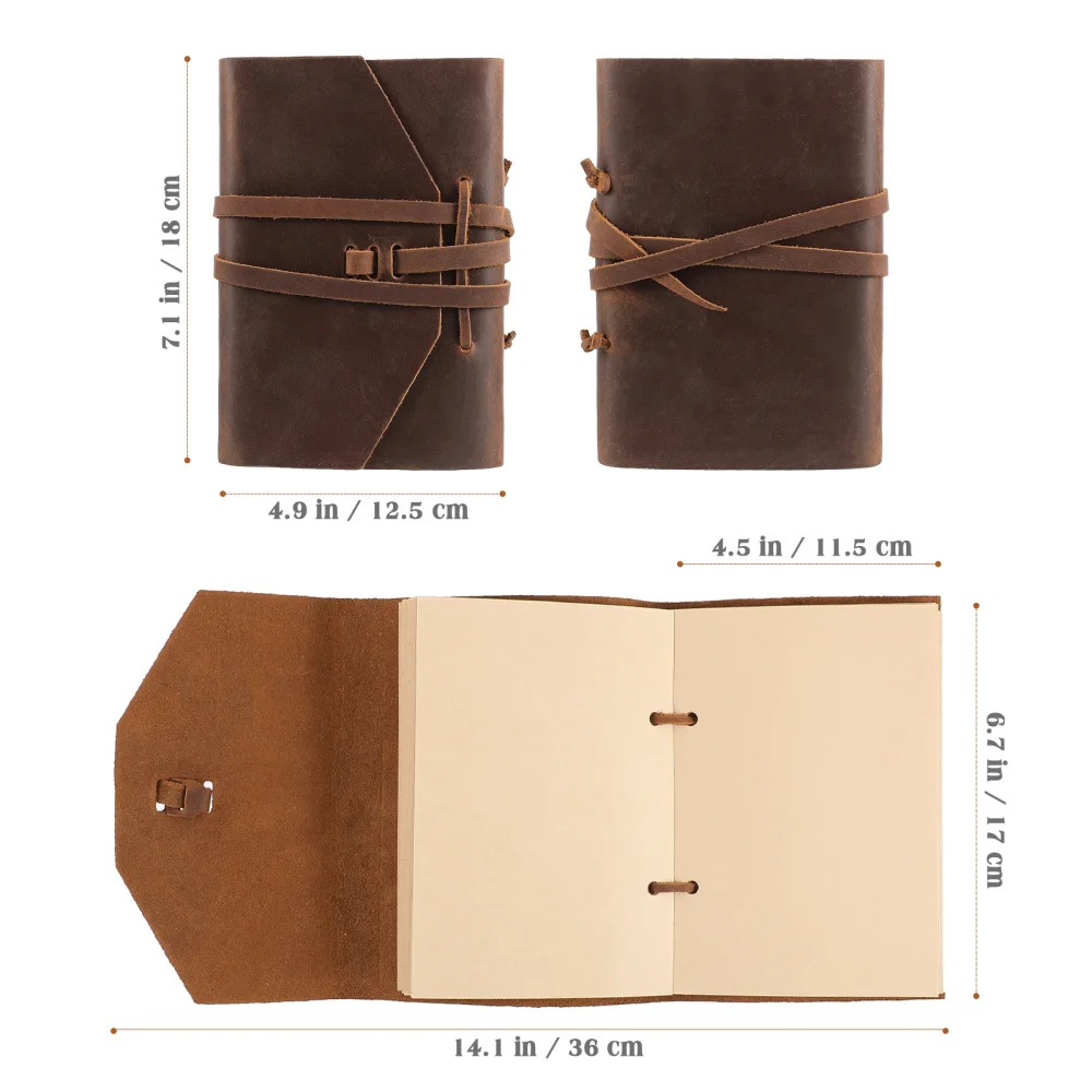 

NUOLUX Leather Writing Journal Wrap Closure Notebook with Leather Cover for Men and (Black)