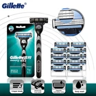 Прямая Безопасная бритва Gillette Mach 3, кассеты для лица бритва, чехол для мужчин, набор для бритья, инструменты для бритья бороды
