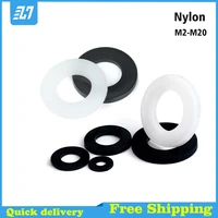 100pcs 50pcs nylon flat washer plastic plain spacer insulation gasket black white m2 m2 5 m3 m4 m5 m6 m8 m10 m12 m14 m16 m18 m20