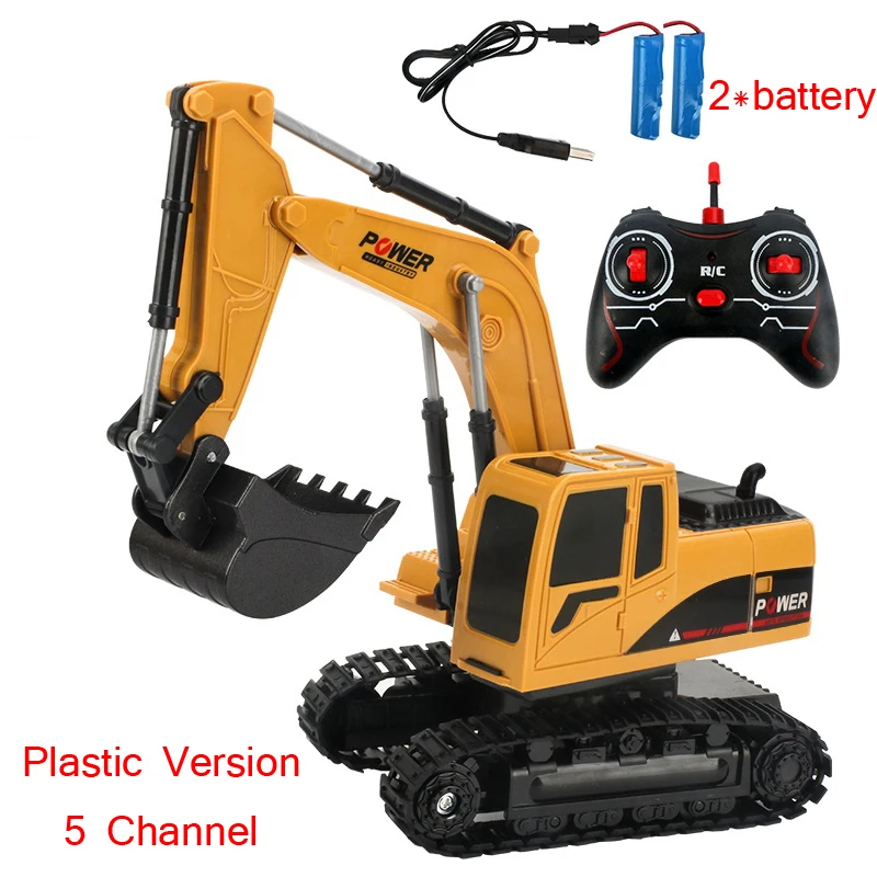 Plastic 2 Battery 2,4 ГГц 6-канальный RC трактор экскаватор игрушки Перезаряжаемые имитация Электрические Rc автомобиля РТР дистанционного управления сплава и Пластик игрушки для детей, подарок - Цвет: Plastic 2 Battery