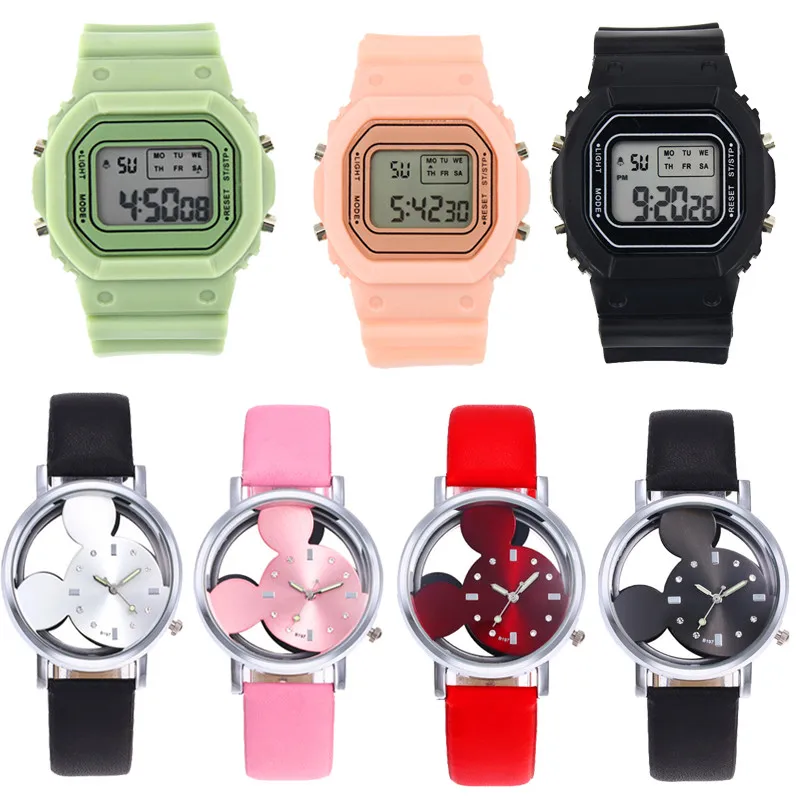 

Reloj Infantil Hollow Out Children Led Watch Girls Boys Gift Students Clock Kids Watches Waterproof Leather Quartz Digital Watch