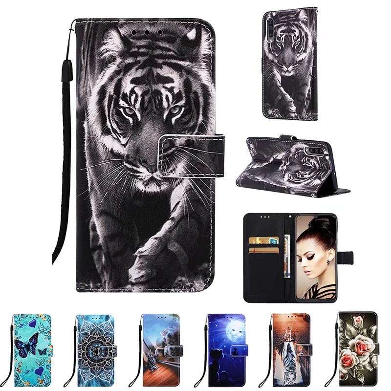 Чехол для samsung A50 Tiger Galaxy SM A505FD 6 4 ''Эйфелева башня печать Флип Бумажник