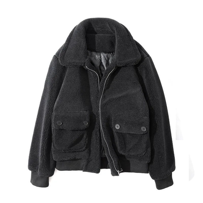 Зимняя теплая толстая шерсть ягненка повседневная куртка мужская плюшевая