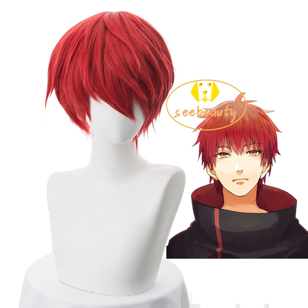 

Sasori Red Short Wig Assassination Classroom Karma Akabane Karuma Wig Kuroko no Basuke Akashi Seijuro Cosplay Wig+Wig Cap