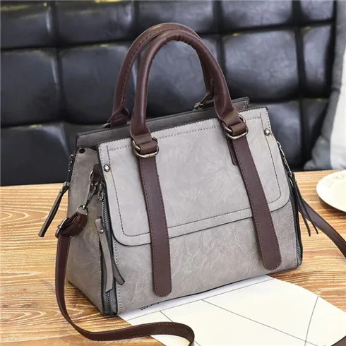 Gray FoxTail& Lily Роскошные Брендовые женские кожаные сумки через плечо женская сумка через плечо простая универсальная сумка-мессенджер большая емкость - Цвет: Gray