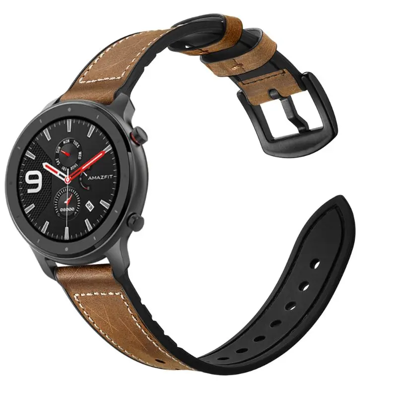 Dark Brown 1 шт. ремешок для часов из натуральной кожи ремешок для AMAZFIT GTR 42 мм/47 мм Смарт-часы - Цвет: Dark Brown