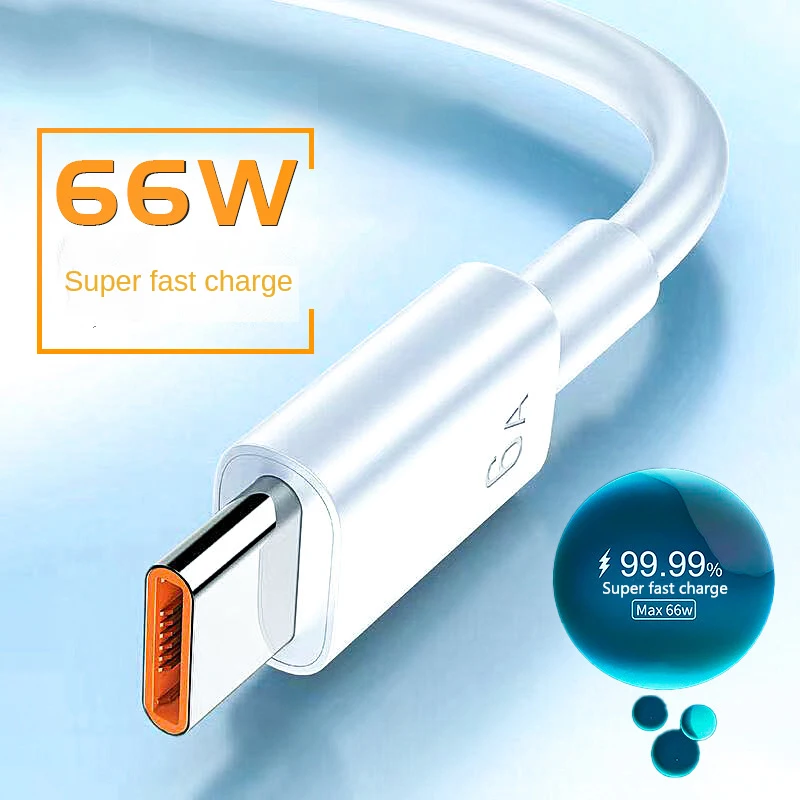 

66W 6A Type-C Super Fast Charger Cable Fast USB Type C Charging Data Cord for Huawei Mate40 P40 Pro Samsung Xiaomi Poco M3 X3