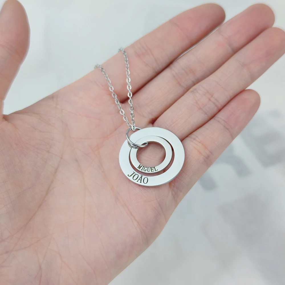 Изящная двойная круглая резная цепочка из нержавеющей стали с двумя именами