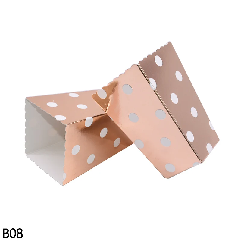 B08 rose gold dot 6/12 шт в горошек Волна Полосатый серебро розовое золото попкорн Коробка Сумка День Рождения декорации на свадьбу, вечеринку праздник в честь рождения ребенка, Рождество вечерние поставки - Цвет: B08 rose gold dot