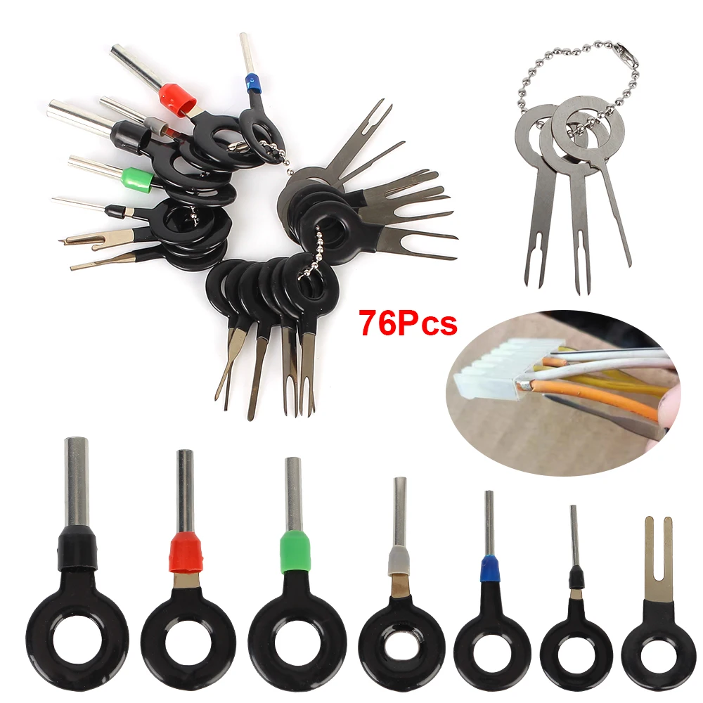 76 Pcs For Wiring Crimp Connector Release Pin Extractor Motorist Kit Wire Plug Puller Car Terminal Removal Tool