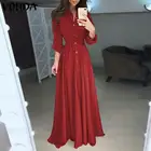 VONDA элегантные вечерние платья-Макси платье 2021 для женщин пикантные отложной воротник с длинными рукавами и пуговицами для детей; Свободные платья в богемном стиле Пляжное платье S-5XL