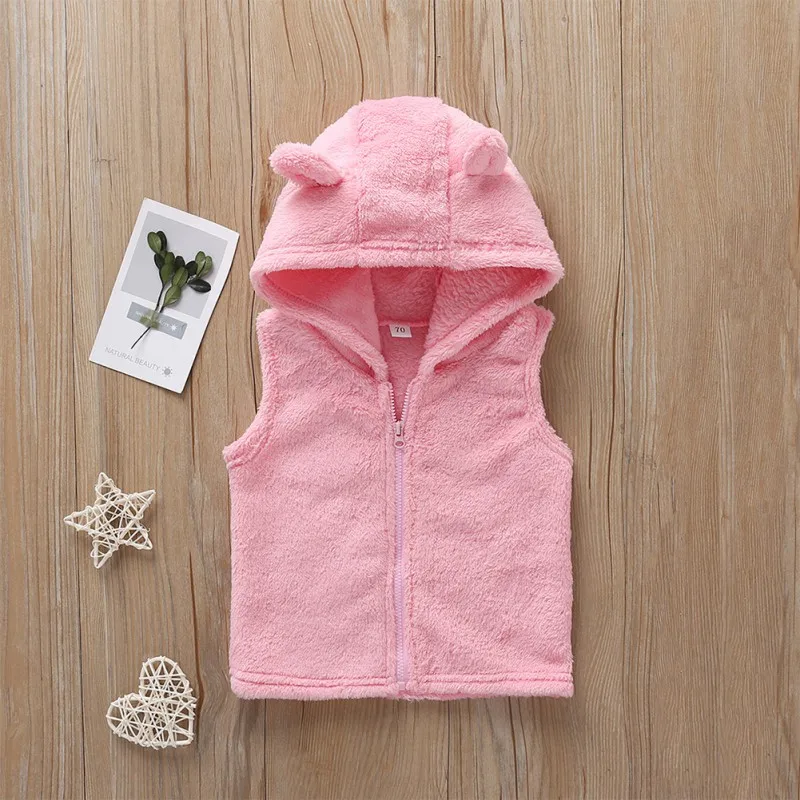 

Cute Baby Girl Vest 6-24M Spring Winter Casual Fashion Baby Printing Sleeveless Hooded Waistcoats Kids Vests