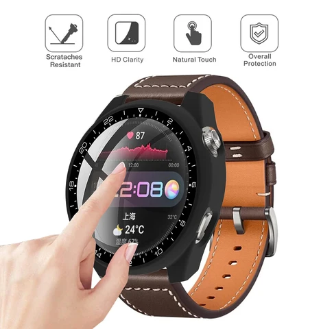 Закаленное стекло + чехол для Huawei Watch 3 Pro 48 мм, бампер матовый из поликарбоната, защитный чехол для Huawei Watch 3, защита экрана
