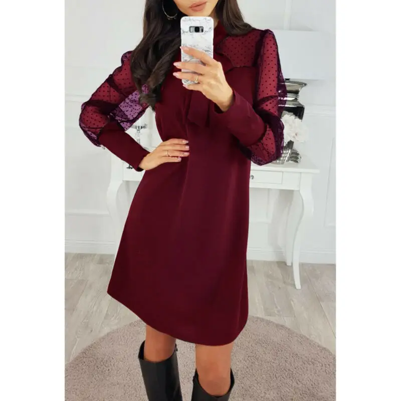 HIRIGIN женское сексуальное Сетчатое Прозрачное платье с пышными длинными рукавами