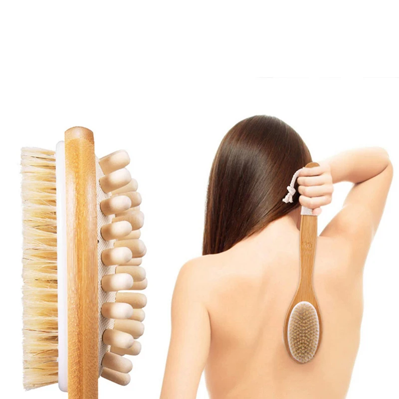 

Wooden Massage Bath Brush Natural Bristle Exfoliation Fat Removal Shower Brush