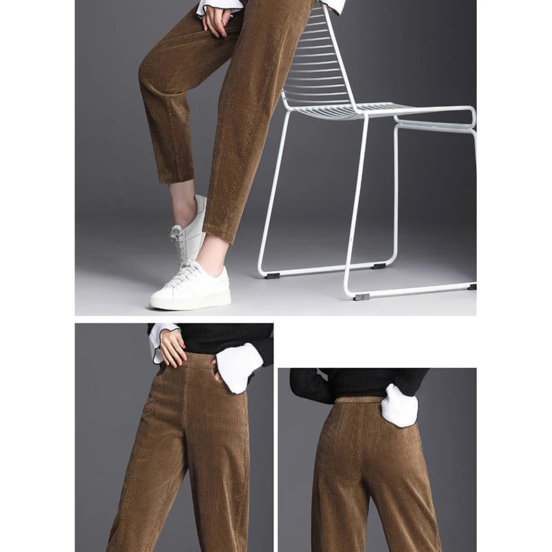 

Thick Plush Corduroy Coat Casual Pants Women Warm Autumn And Winter Trousers High Waist Casual Harem Pants Trousers Women 2020