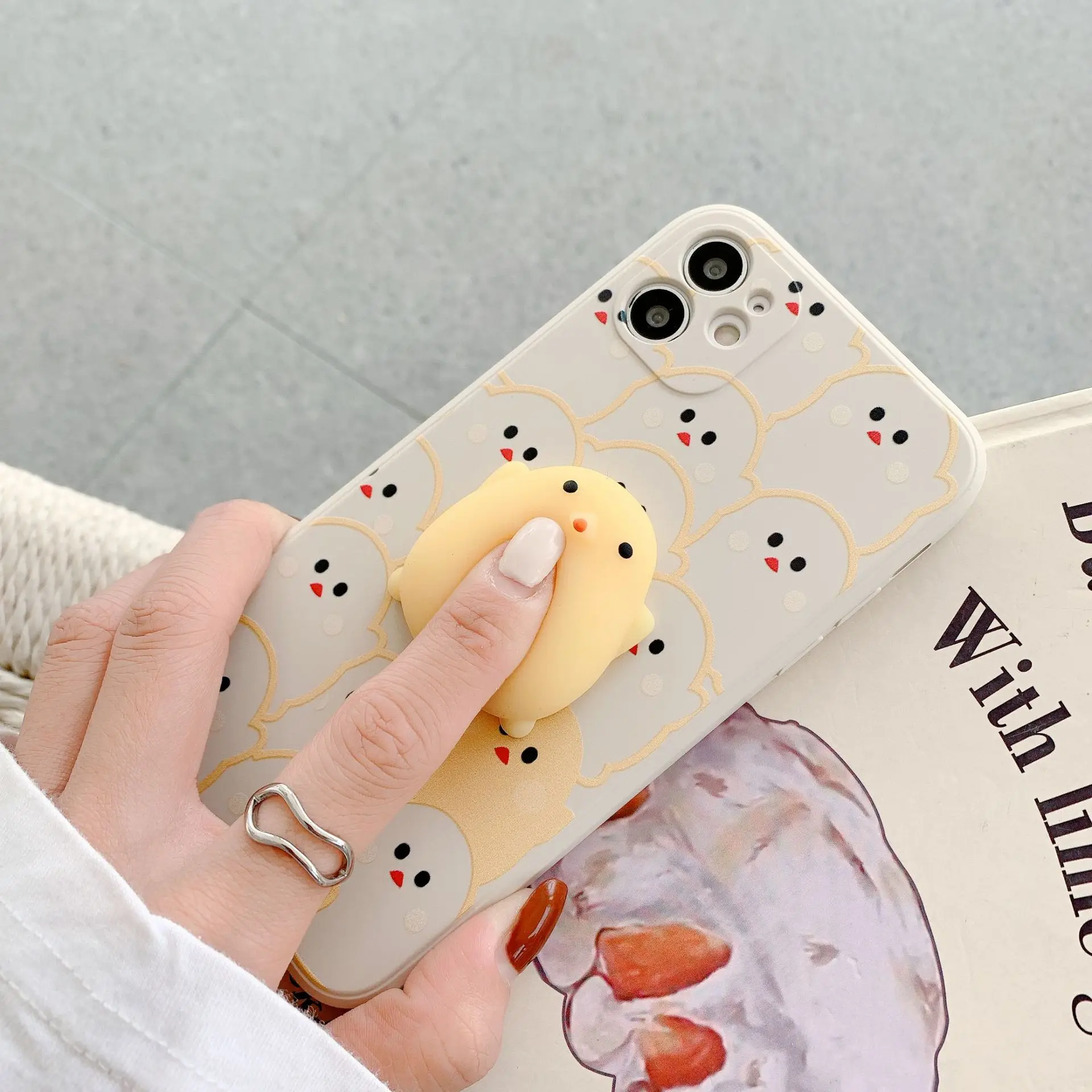 

2021Super cute chicken squeeze toy iphone se/7/8/xr/11 plus Silica gel 12 pro max case iphone 11 cases for women iphone xr case
