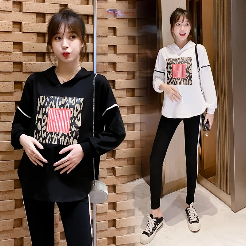 Spring Maternity Top Leggings Suits Long Sleeved Sweatshirt Sets Clothes for Pregnant Women Sports Hoodie Autumn Clothing C880