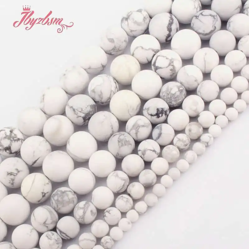 

Natural White Howlite Round Frost Beads Loose 4/6/8/10/12MM Stone Beads For DIY Necklace Bracelet Jewelry Making Strand 15"