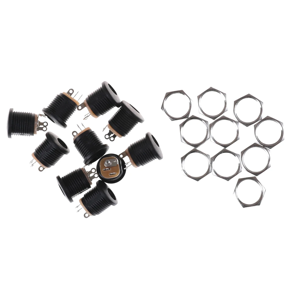

10Pcs 5.5*2.1 for DC022 DC Power Supply Jack Socket Female Panel Mount Connector 5.5mm 2.1mm Plug Adapter