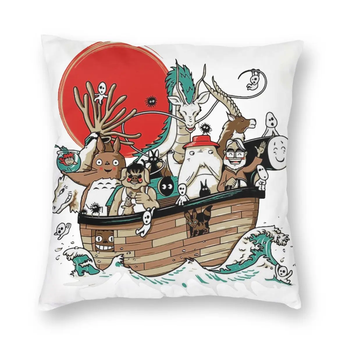 

Hayao Miyazaki's Ark Throw Pillow Cover Polyester Throw Pillow Ghibli Studio Totoro Spirited Away No Face Pillowcover Home Decor