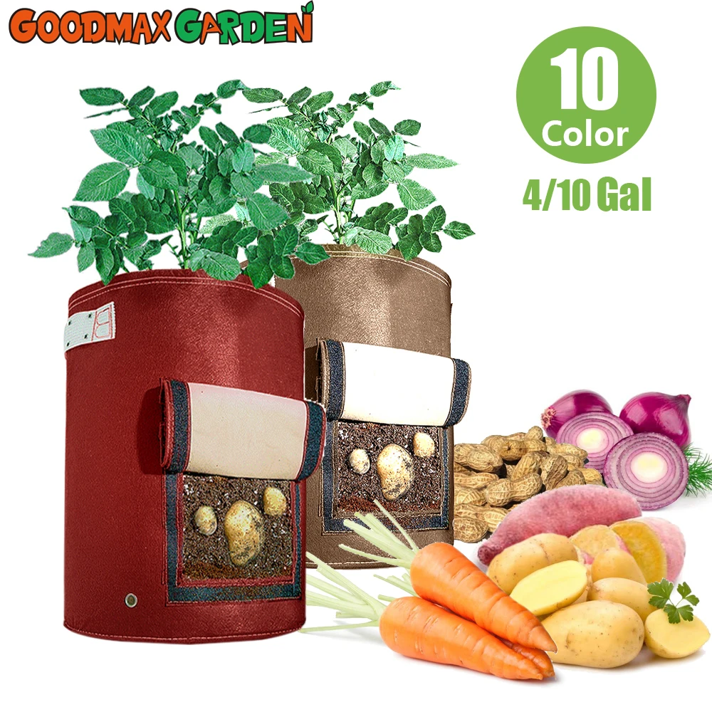 Пакеты для выращивания растений 4/9 галлонов тяжелые аэрационные тканевые горшки