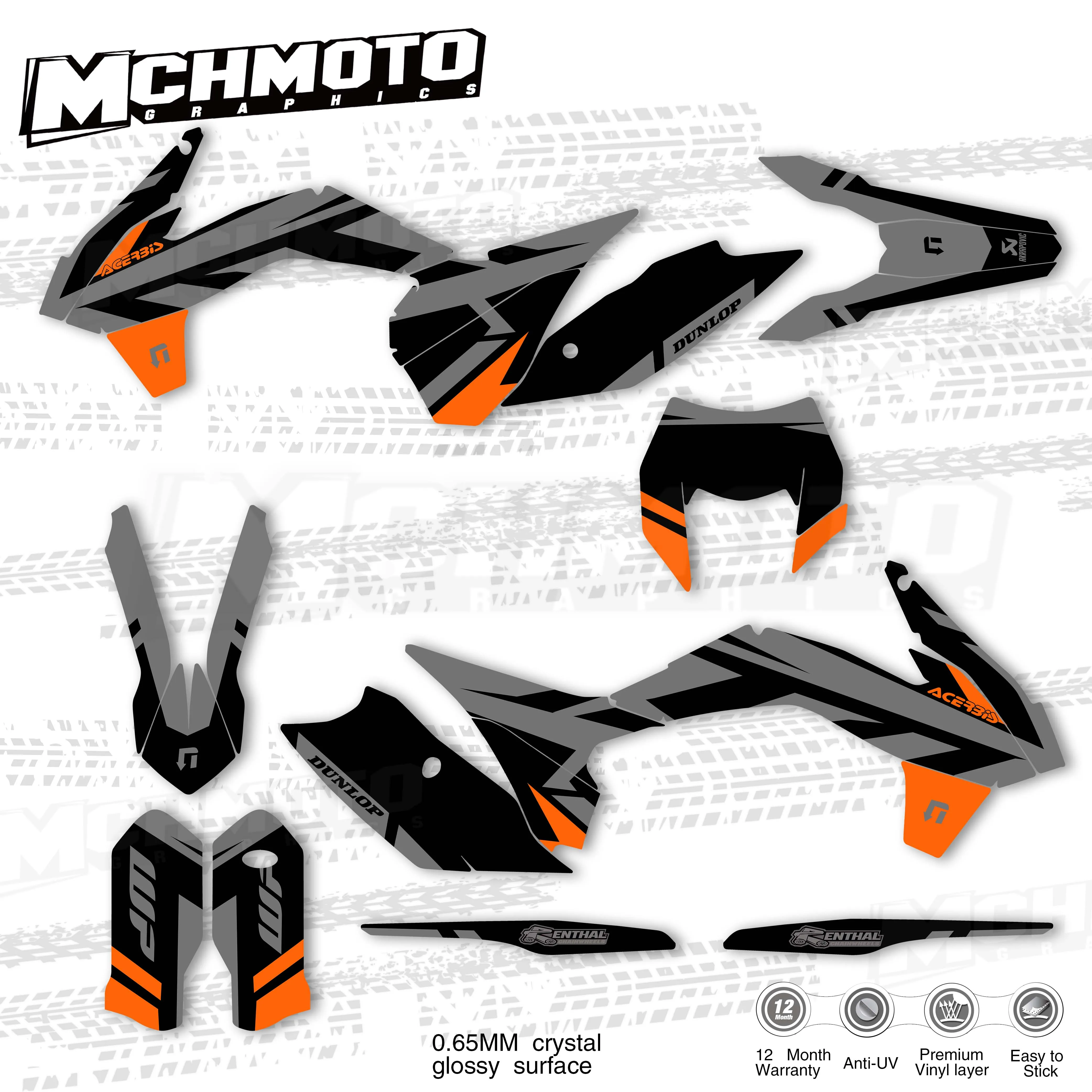 MCHMFGFull Graphics Decals Stickers Motorcycle Background Custom Number Name For KTM EXC EXC-F 125 250 300 350 450 2014 2015 201