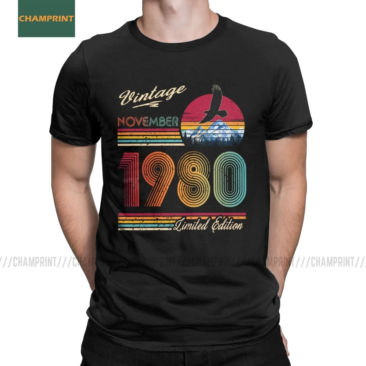 

Men's Vintage November 1980 40th Birthday T-Shirts 40 Years Old Gift T Shirt Celebration Anniversary Cotton Short Sleeve Tee