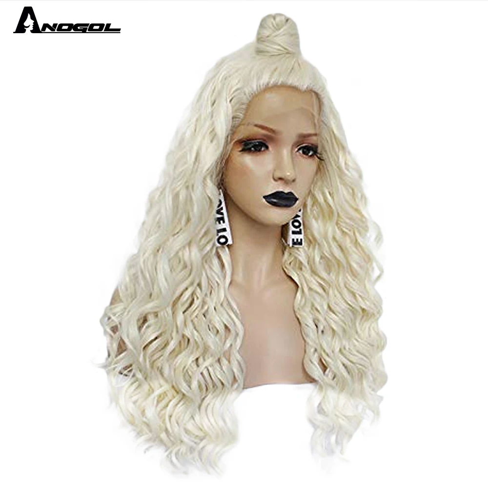 Аногол совершенно новый платиновый блонд Высокая температура волокна длинные