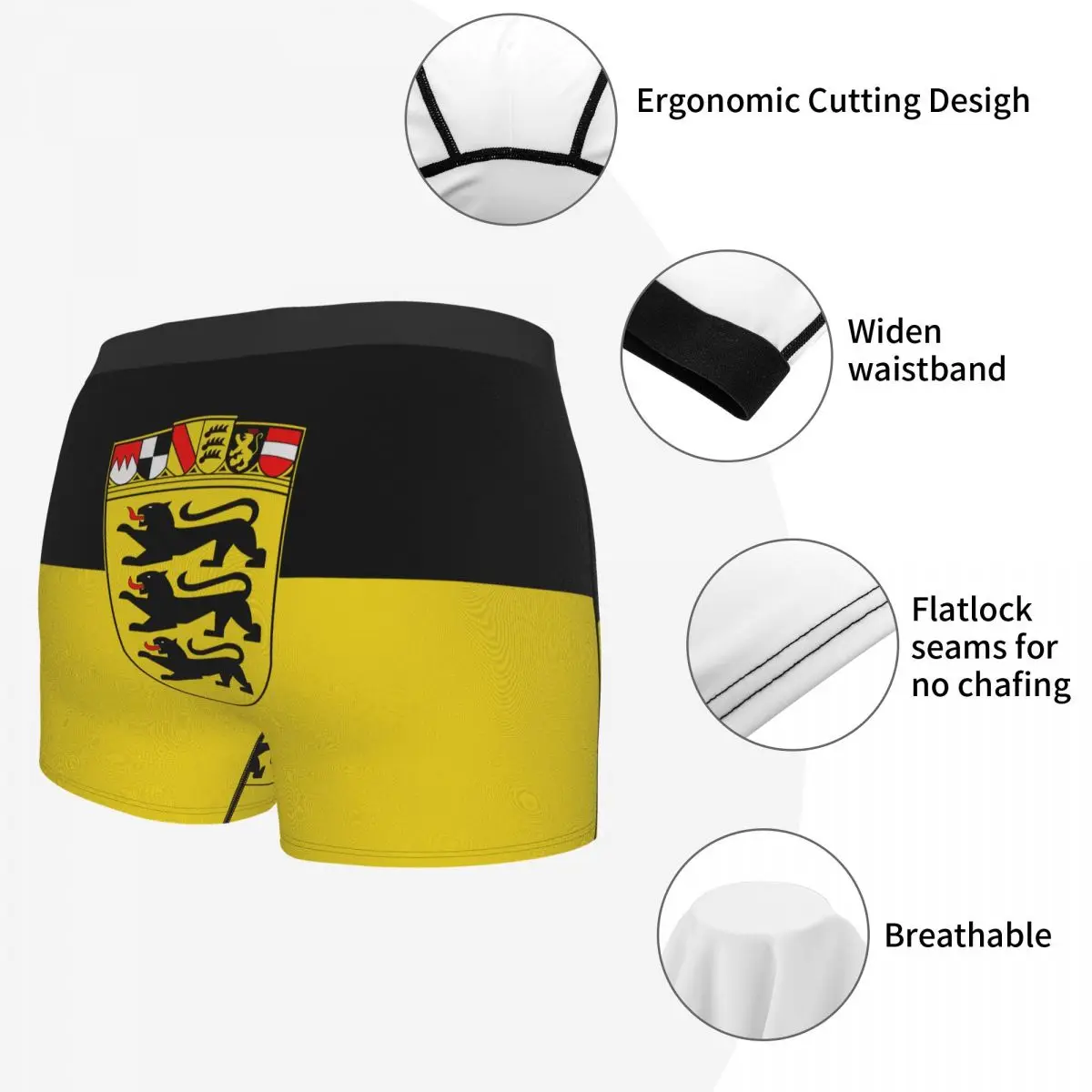 Flag Of Baden-Württemberg (state, Greater Arms) Men's Boxer Briefs German states Humor Graphic Men's boxer leggings