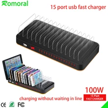 100W Multi USB Charger 15 Port Usb Fast Charger Quick Charge Desktop Charging Station For Iphone Samsung Huawei